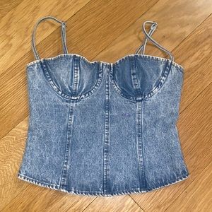 WeWoreWhat denim underwire corset